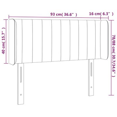 vidaXL Tăblie de pat cu aripioare negru 93x16x78/88 cm catifea