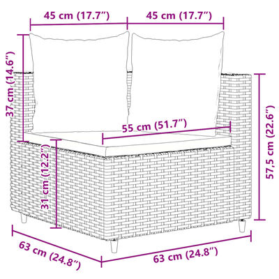 vidaXL Set canapele de grădină, 7 piese, cu perne, gri, poliratan