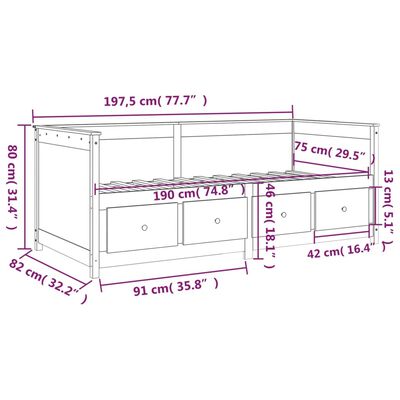 vidaXL Pat de zi, 75x190 cm, lemn masiv de pin