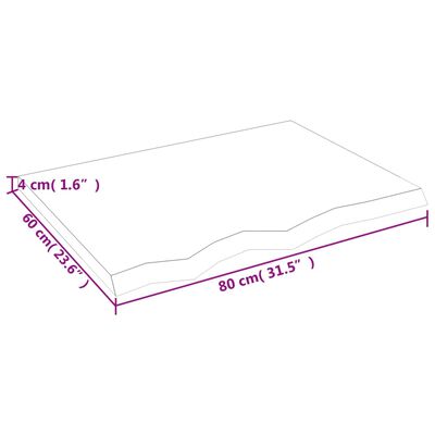 vidaXL Blat de baie, maro închis, 80x60x(2-4) cm, lemn masiv tratat