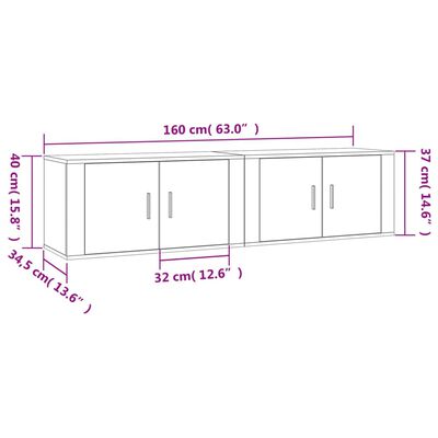 vidaXL Dulapuri TV montate pe perete, 2 buc., alb, 80x34,5x40 cm