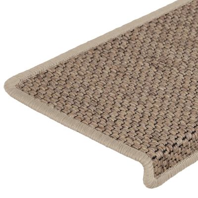 vidaXL Covorașe scări autoadezive 15buc nisipiu 65x21x4cm aspect sisal