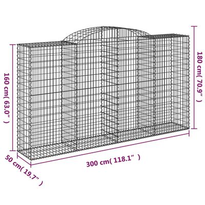 vidaXL Coșuri gabion arcuite 6 buc, 300x50x160/180 cm, fier galvanizat