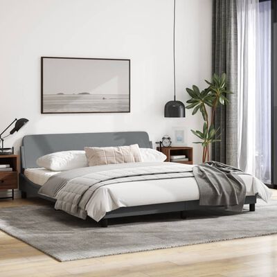 vidaXL Cadru de pat cu tăblie, gri deschis, 180x200 cm, textil