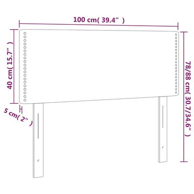 vidaXL Tăblie de pat cu LED, negru, 100x5x78/88 cm, piele ecologică