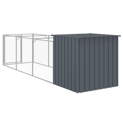 vidaXL Cușcă câine cu țarc antracit 110x405x110 cm oțel galvanizat