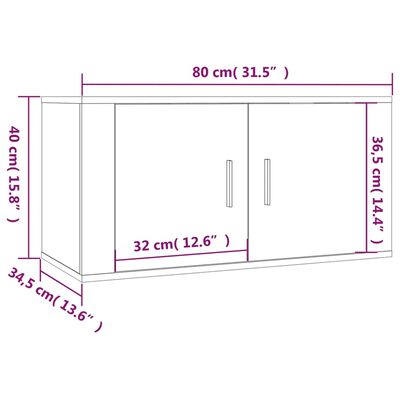 vidaXL Dulapuri TV montate pe perete 3 buc. stejar afumat 80x34,5x40cm