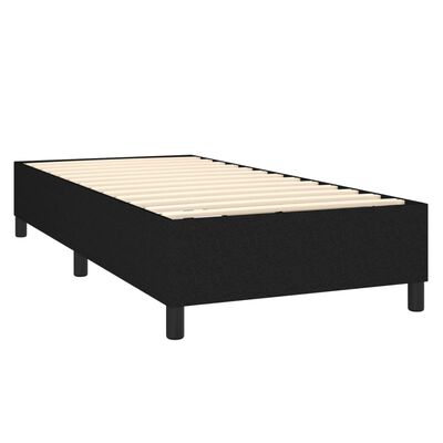 vidaXL Pat box spring cu saltea, negru, 90x190 cm, textil