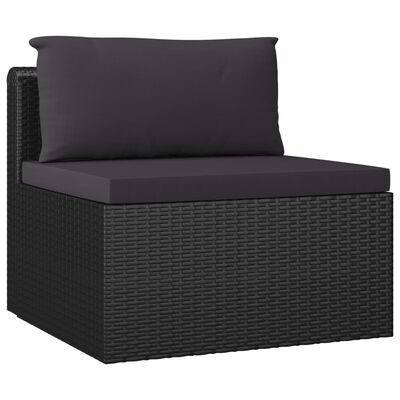 vidaXL Set mobilier de grădină cu perne, 10 piese, negru, poliratan