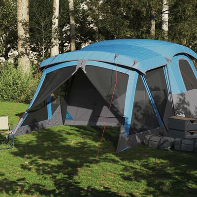 vidaXL Cort de camping cu verandă 4 persoane, albastru, impermeabil