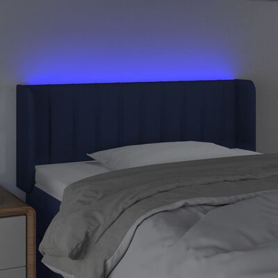 vidaXL Tăblie de pat cu LED, albastru, 83x16x78/88 cm, textil