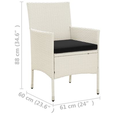 vidaXL Set mobilier de exterior cu perne, 5 piese, alb, poliratan