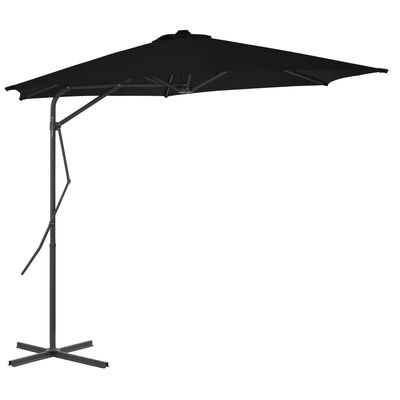 vidaXL Umbrelă de grădină, stâlp din oțel, negru, 300x230 cm