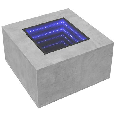 vidaXL Măsuță de cafea cu LED, gri beton, 60x60x40 cm, lemn prelucrat