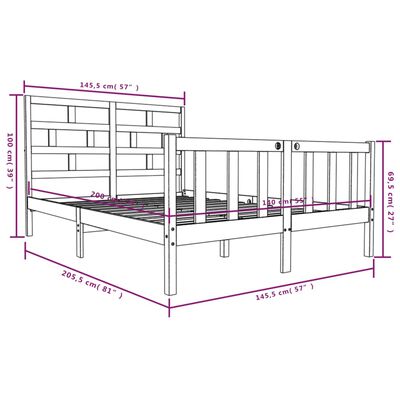 vidaXL Cadru pat, negru, 140x200 cm, lemn masiv de pin