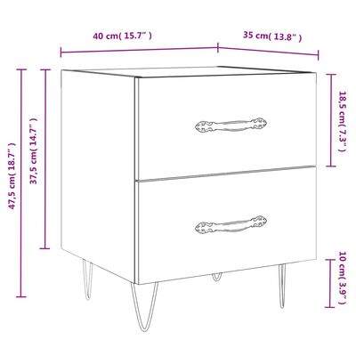 vidaXL Noptiere, 2 buc., stejar maro, 40x35x47,5 cm, lemn compozit