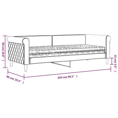 vidaXL Pat de zi cu saltea, gri deschis, 80x200 cm, catifea