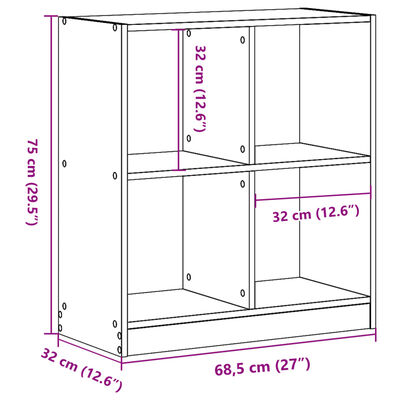 vidaXL Bibliotecă, gri beton, 68,5x32x75 cm, lemn prelucrat