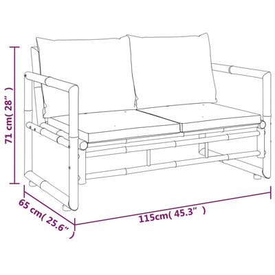 vidaXL Set mobilier de grădină cu perne gri închis, 2 piese, bambus