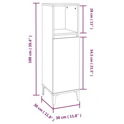 vidaXL Dulap de baie, alb, 30x30x100 cm, lemn prelucrat