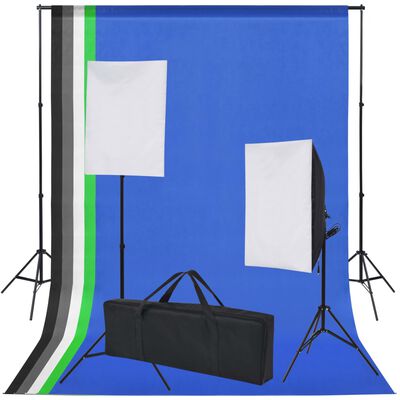 vidaXL Kit studio foto: 5 fundaluri colorate și 2 softbox-uri