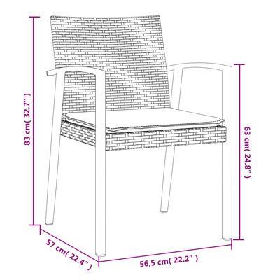 vidaXL Set mobilier de grădină cu perne, 3 piese, poliratan și oțel