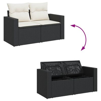 vidaXL Set mobilier de grădină cu perne, 5 piese, negru, poliratan