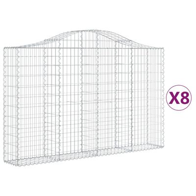 vidaXL Coșuri gabion arcuite 8 buc, 200x30x120/140 cm, fier galvanizat