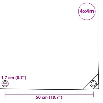 vidaXL Prelată 650 g/m² 4 x 4 m Verde