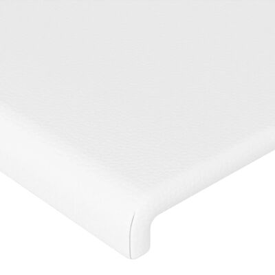 vidaXL Tăblie de pat cu LED, alb, 183x16x118/128 cm, piele ecologică