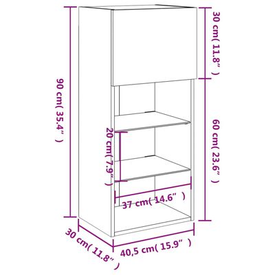 vidaXL Comodă TV cu lumini LED, stejar fumuriu, 40,5x30x90 cm