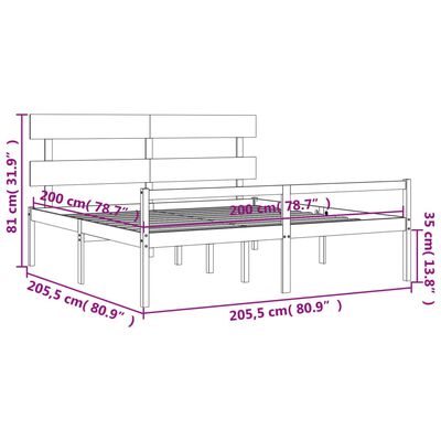 vidaXL Cadru de pat senior cu tăblie, 200x200 cm, lemn masiv