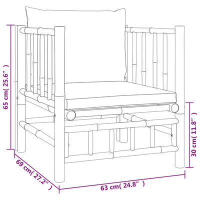 vidaXL Set mobilier de grădină cu perne alb crem, 12 piese, bambus