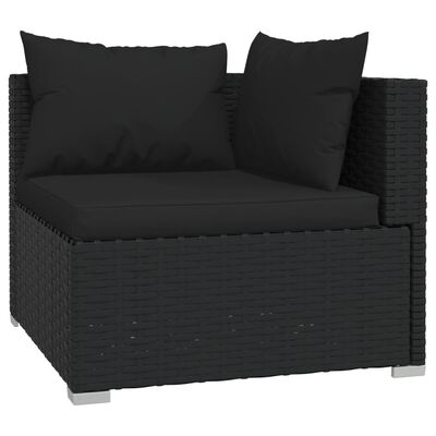 vidaXL Set mobilier de grădină cu perne, 11 piese, negru, poliratan