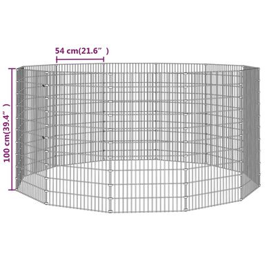 vidaXL Adăpost pentru animale cu 12 panouri, 54x100 cm fier galvanizat