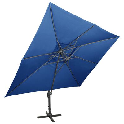 vidaXL Umbrelă în consolă cu înveliș dublu, albastru azuriu 400x300 cm