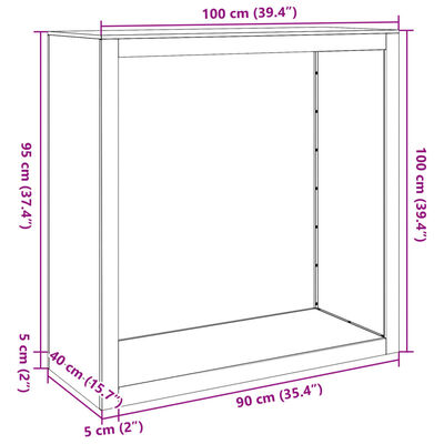 vidaXL Suport pentru lemne de foc, 100x40x100 cm, oțel inoxidabil