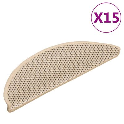 vidaXL Covorașe scări autoadezive 15 buc berber 56x17x3cm aspect sisal