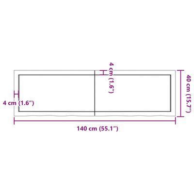 vidaXL Blat de baie, maro închis, 140x40x(2-6) cm, lemn masiv tratat