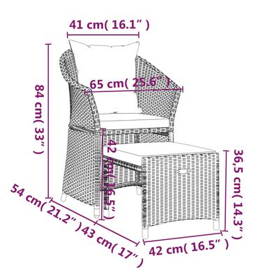 vidaXL Set mobilier de grădină cu perne, 2 piese, gri, poliratan