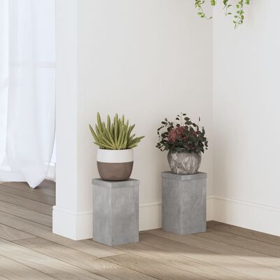 vidaXL Suport de plante, 2 buc., gri beton, 10x10x18 cm lemn prelucrat