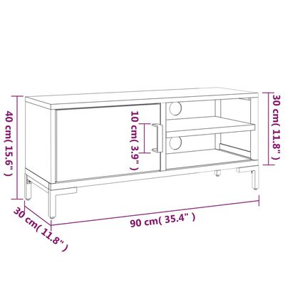 vidaXL Comodă TV, maro, 90x30x40 cm, lemn de pin masiv reciclat