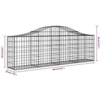 vidaXL Coșuri gabion arcuite 5 buc, 200x30x60/80 cm, fier galvanizat