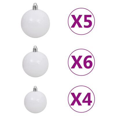 vidaXL Brad Crăciun artificial pre-iluminat set globuri alb 120 cm PVC