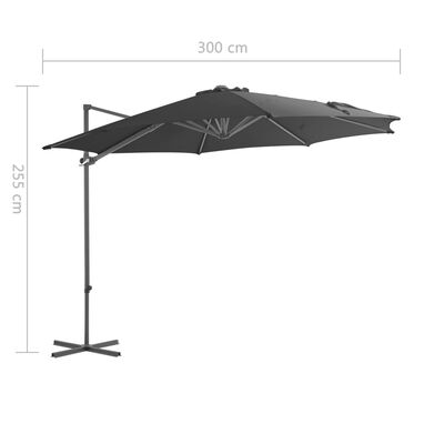 vidaXL Umbrelă în consolă cu stâlp din oțel, antracit, 300 cm