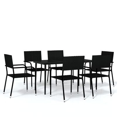 vidaXL Set mobilier pentru grădină, 7 piese, negru