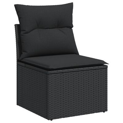 vidaXL Set mobilier de grădină cu perne, 9 piese, negru, poliratan