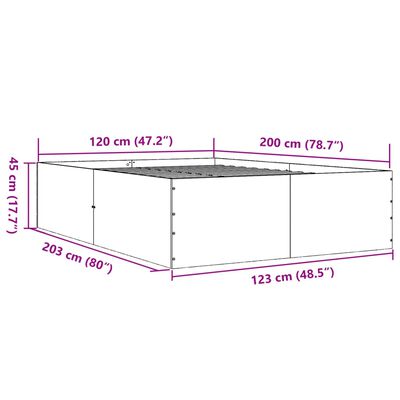 vidaXL Cadru de pat, stejar fumuriu, 120x200 cm, lemn prelucrat