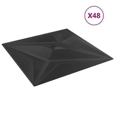 vidaXL Panouri de perete 48 buc. negru 50x50 cm XPS 12 m² stea