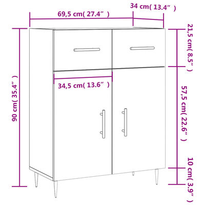 vidaXL Dulap, gri beton, 69,5x34x90 cm, lemn compozit